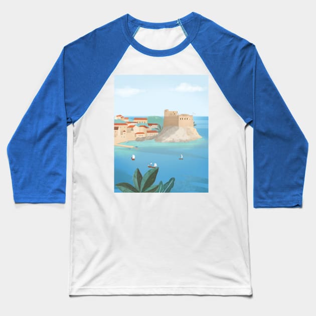 Dubrovnik city Baseball T-Shirt by Petras